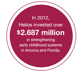 In 2012, Helios invested over $2.6 million in strengthening early childhood systems in Arizona and Florida.